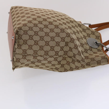 GUCCI GG Canvas Tote Bag Canvas Leather Beige Brown 120836  49290