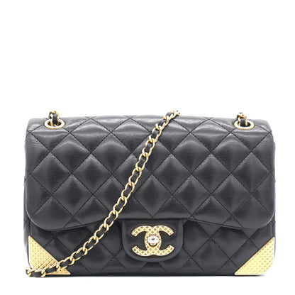 Calfskin Quilted Mini Rectangular Flap Black