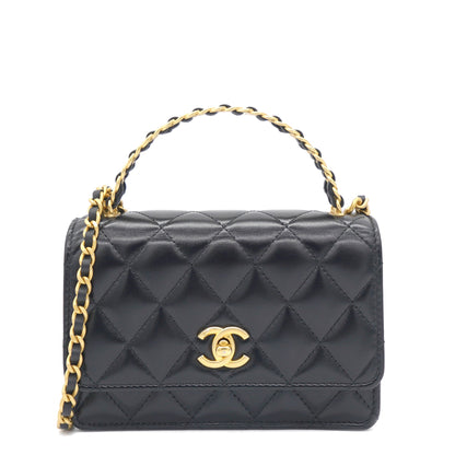 23P Top Handle Wallet on Chain Black