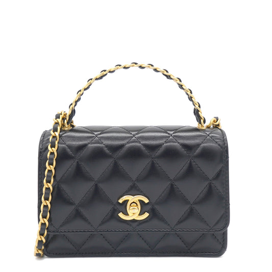 23P Top Handle Wallet on Chain Black