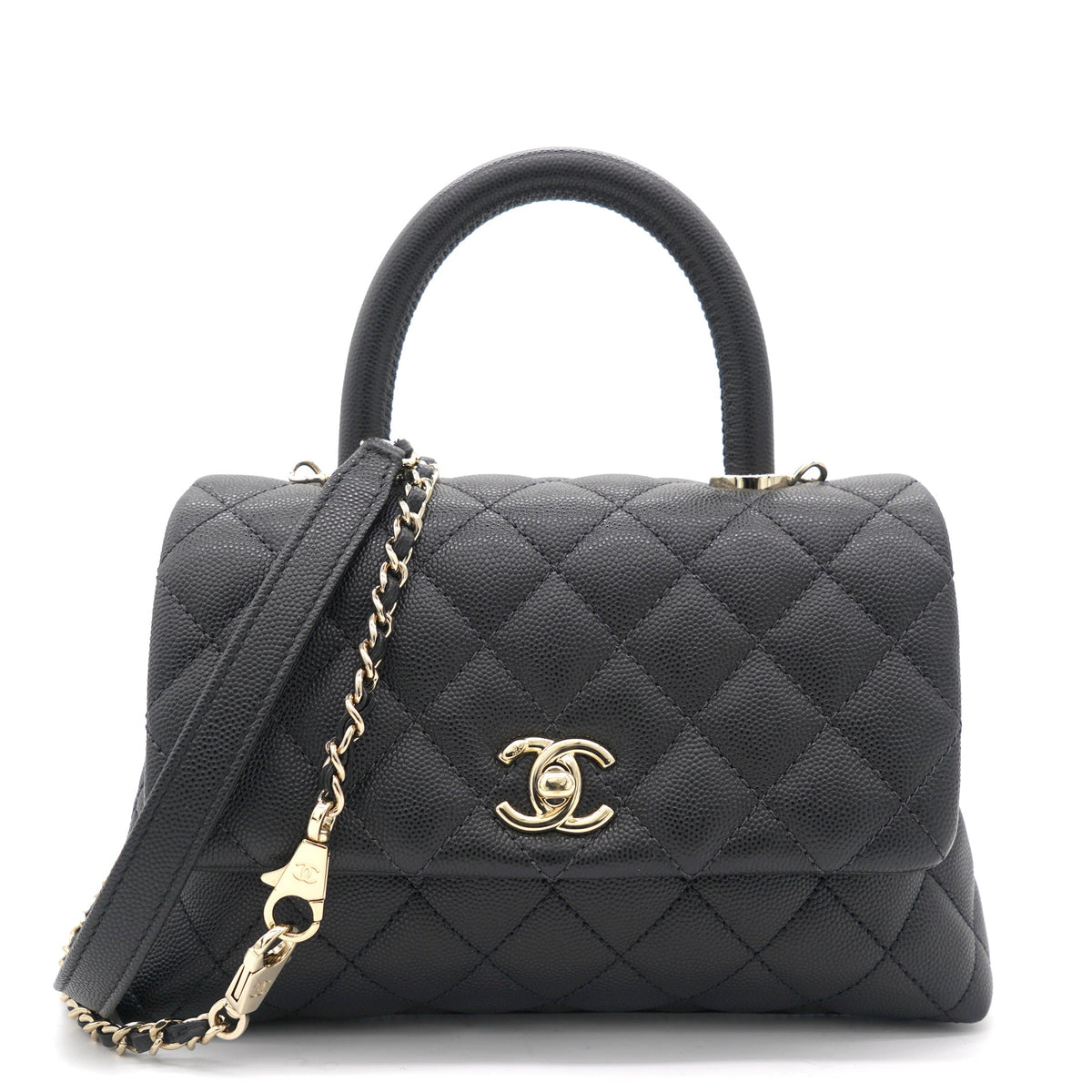 Quilted Mini Coco Handle Flap Black