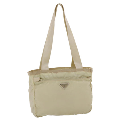 Prada Shoulder Bag Nylon Beige Cream  49303