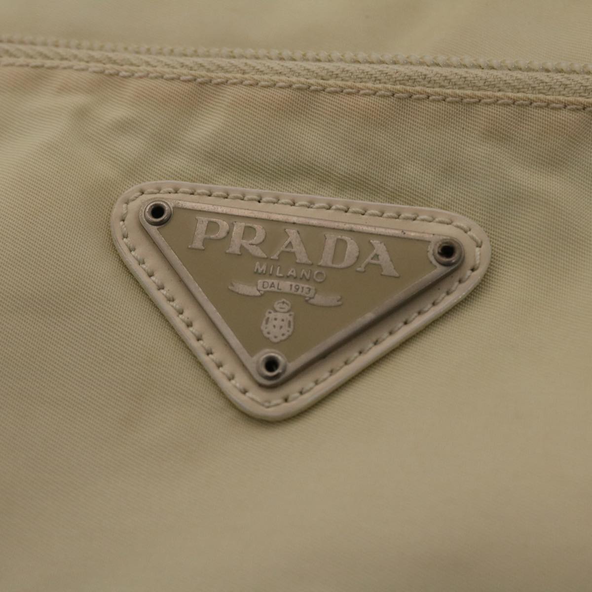 Prada Shoulder Bag Nylon Beige Cream  49303