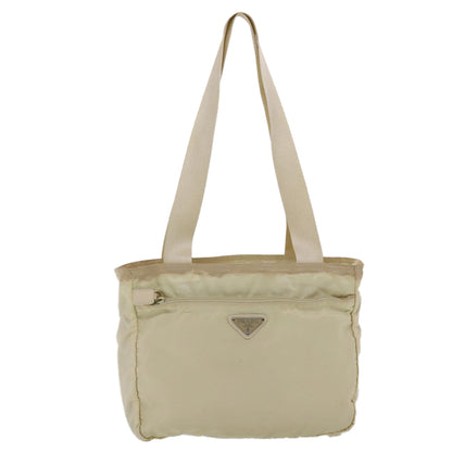 Prada Shoulder Bag Nylon Beige Cream  49303