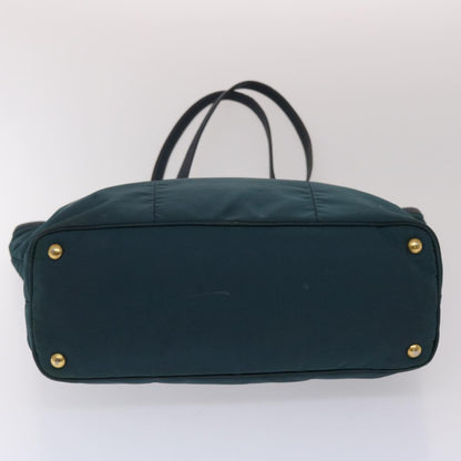 Prada Tote Bag Nylon Leather Green  49305