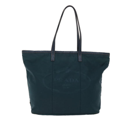 Prada Tote Bag Nylon Leather Green  49305