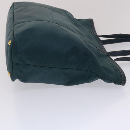 Prada Tote Bag Nylon Leather Green  49305