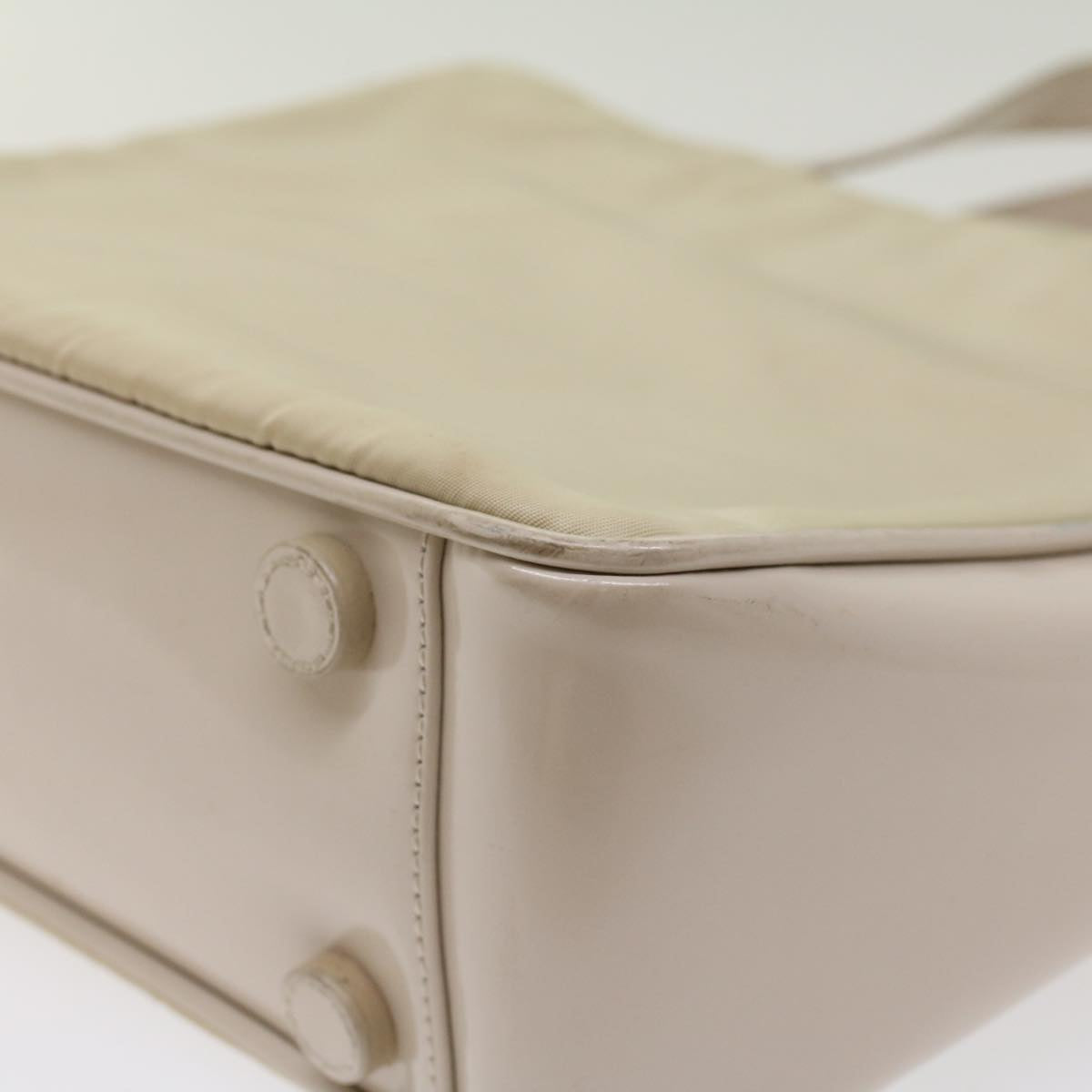 Prada Hand Bag Nylon Leather Beige Ivory  49308