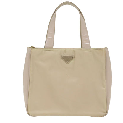 Prada Hand Bag Nylon Leather Beige Ivory  49308