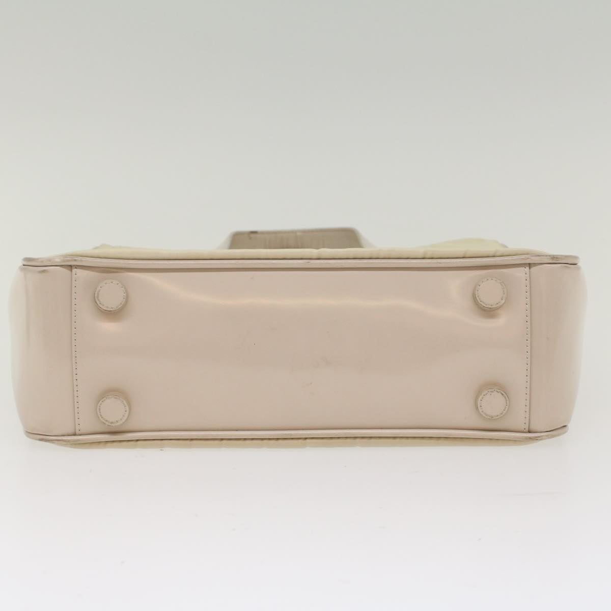 Prada Hand Bag Nylon Leather Beige Ivory  49308