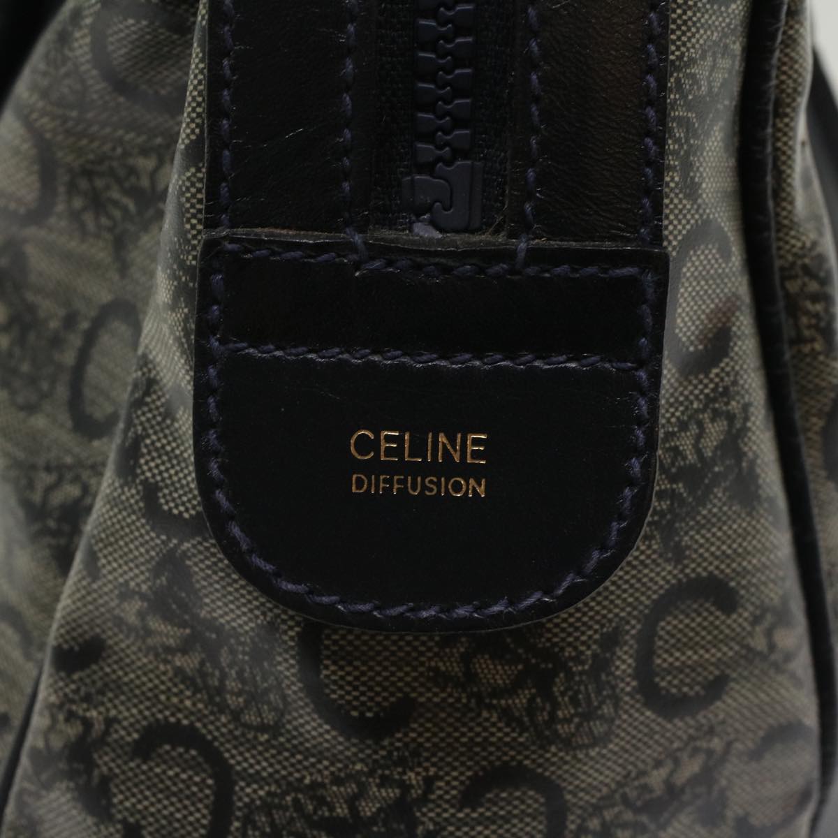 Celine Horse Carriage Macadam Canvas Hand Bag Navy  49448