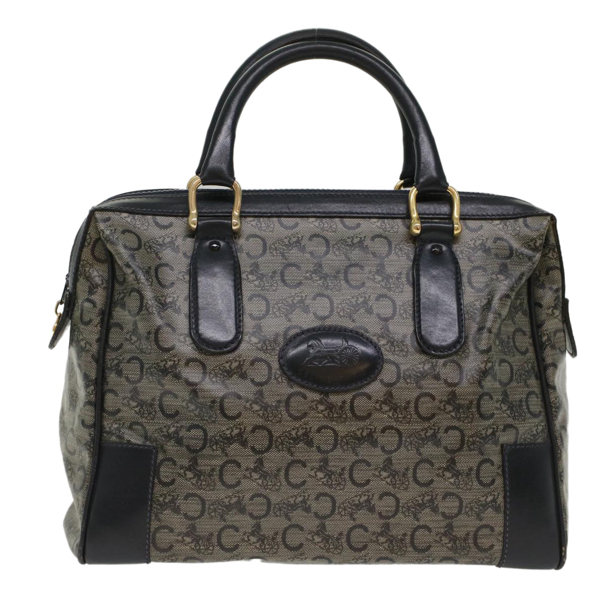 Celine Horse Carriage Macadam Canvas Hand Bag Navy  49448