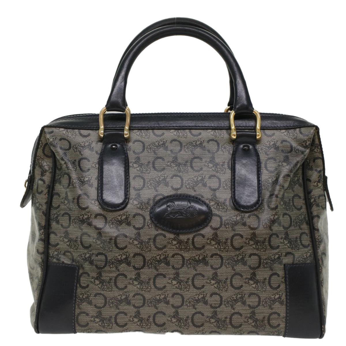 Celine Horse Carriage Macadam Canvas Hand Bag Navy  49448