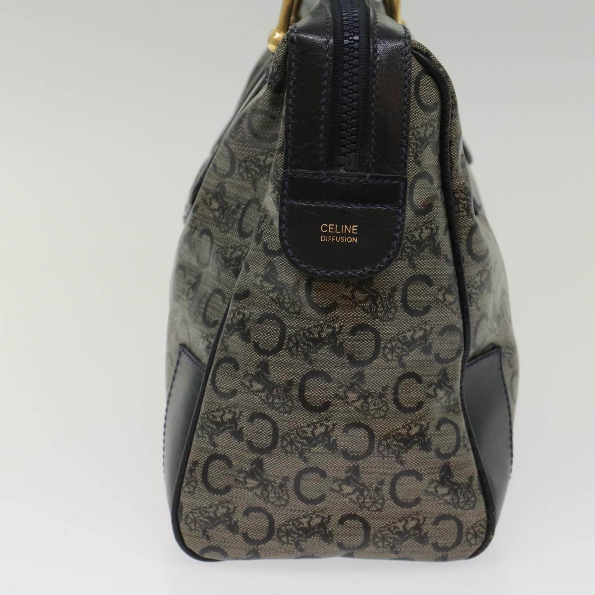 Celine Horse Carriage Macadam Canvas Hand Bag Navy  49448