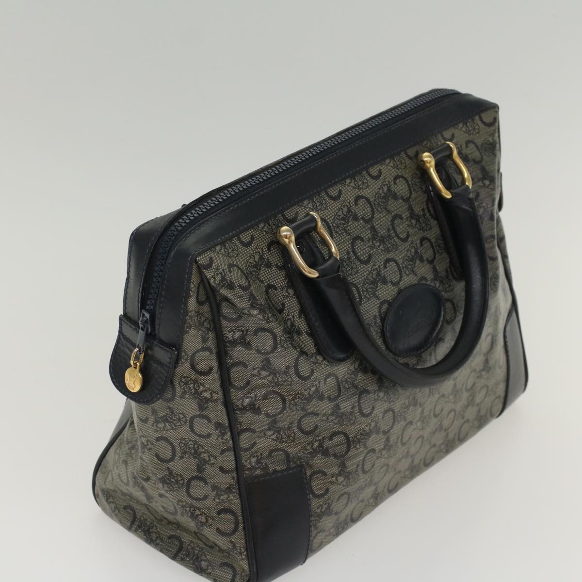 Celine Horse Carriage Macadam Canvas Hand Bag Navy  49448