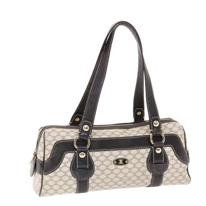 Celine Macadam Canvas Shoulder Bag PVC Leather Cream  49470