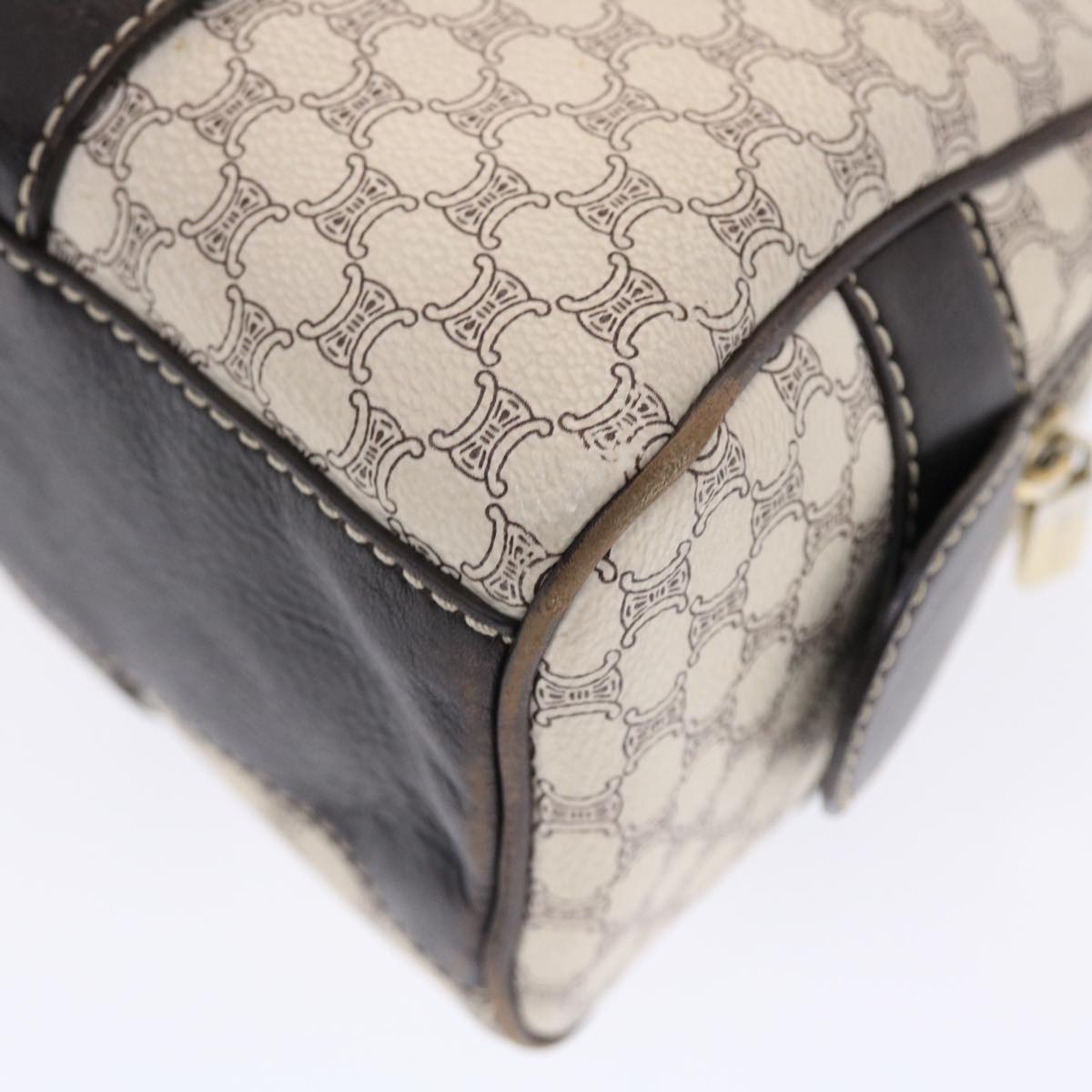 Celine Macadam Canvas Shoulder Bag PVC Leather Cream  49470