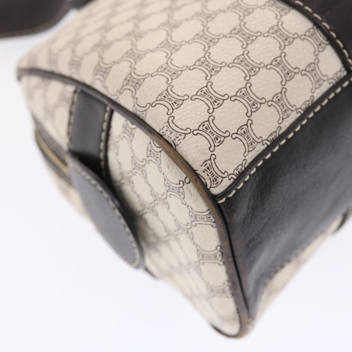 Celine Macadam Canvas Shoulder Bag PVC Leather Cream  49470