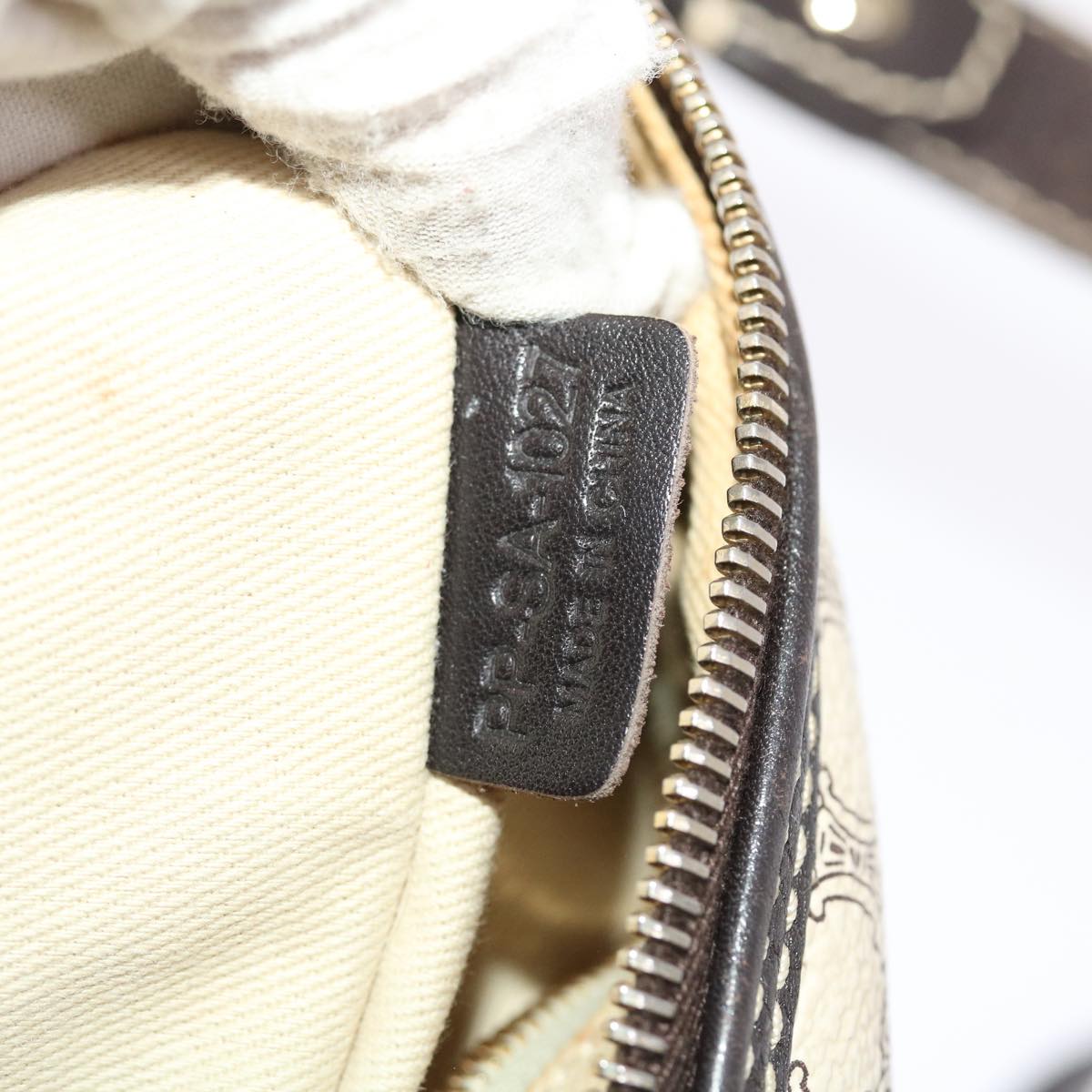 Celine Macadam Canvas Shoulder Bag PVC Leather Cream  49470
