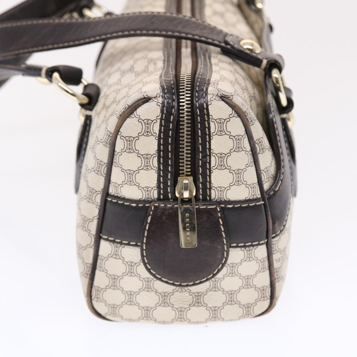 Celine Macadam Canvas Shoulder Bag PVC Leather Cream  49470