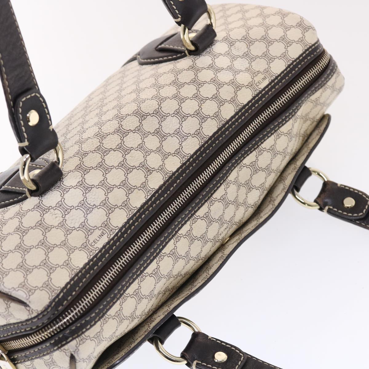 Celine Macadam Canvas Shoulder Bag PVC Leather Cream  49470