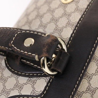 Celine Macadam Canvas Shoulder Bag PVC Leather Cream  49470