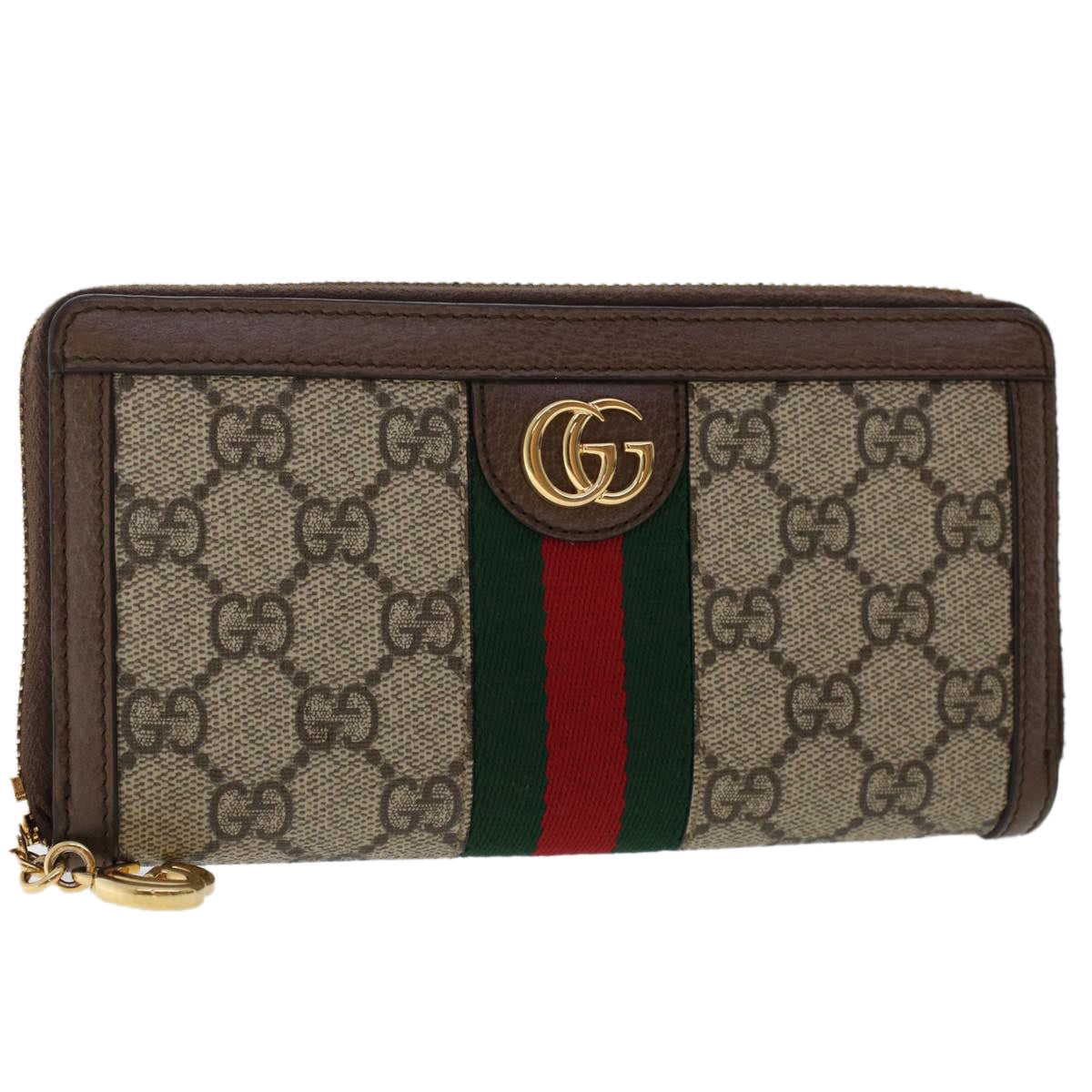 GUCCI GG Canvas Web Sherry Line Ophidia Long Wallet Beige Red 523154  49471