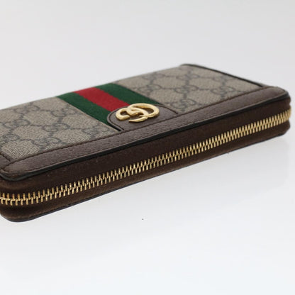 GUCCI GG Canvas Web Sherry Line Ophidia Long Wallet Beige Red 523154  49471