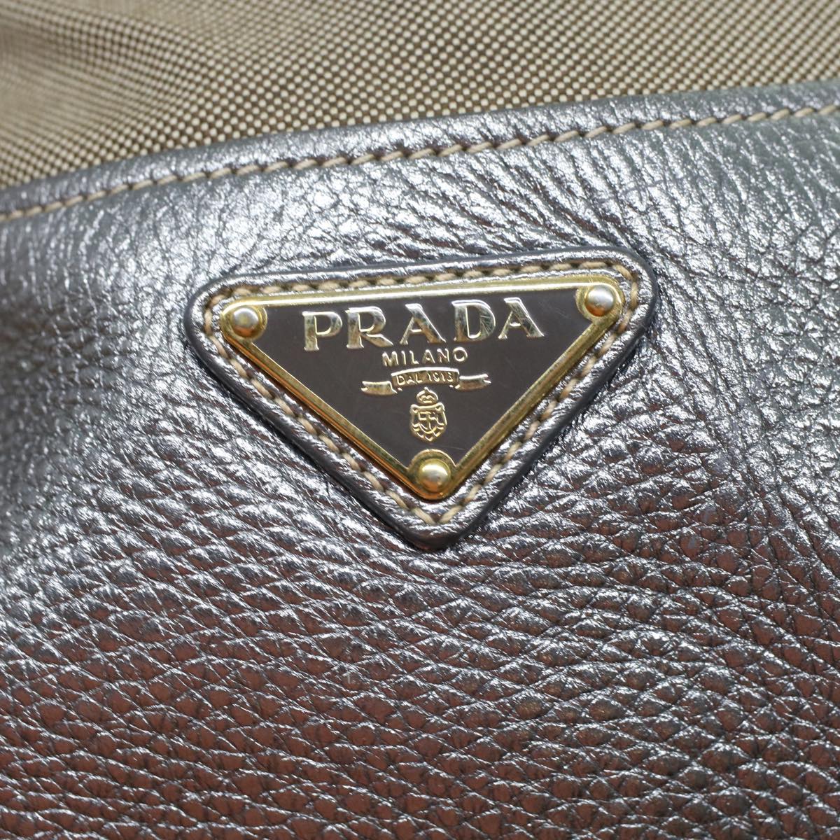 Prada Tote Bag Canvas Leather Beige  49595