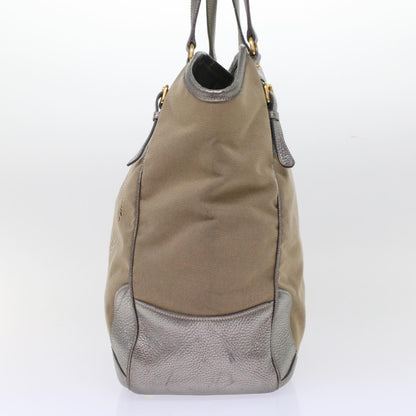 Prada Tote Bag Canvas Leather Beige  49595