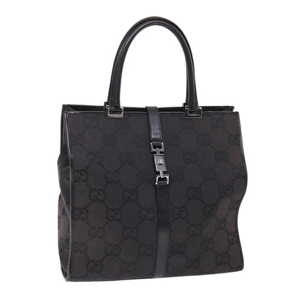 GUCCI GG Canvas Jackie Tote Bag Leather Black 00210643444  49600