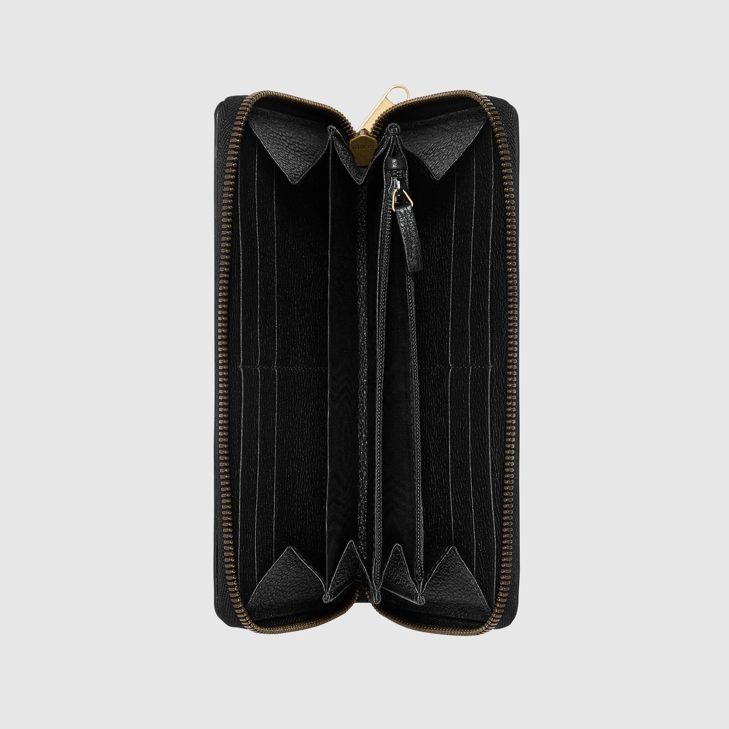 Gucci Print Leather Zip Around Wallet Black
