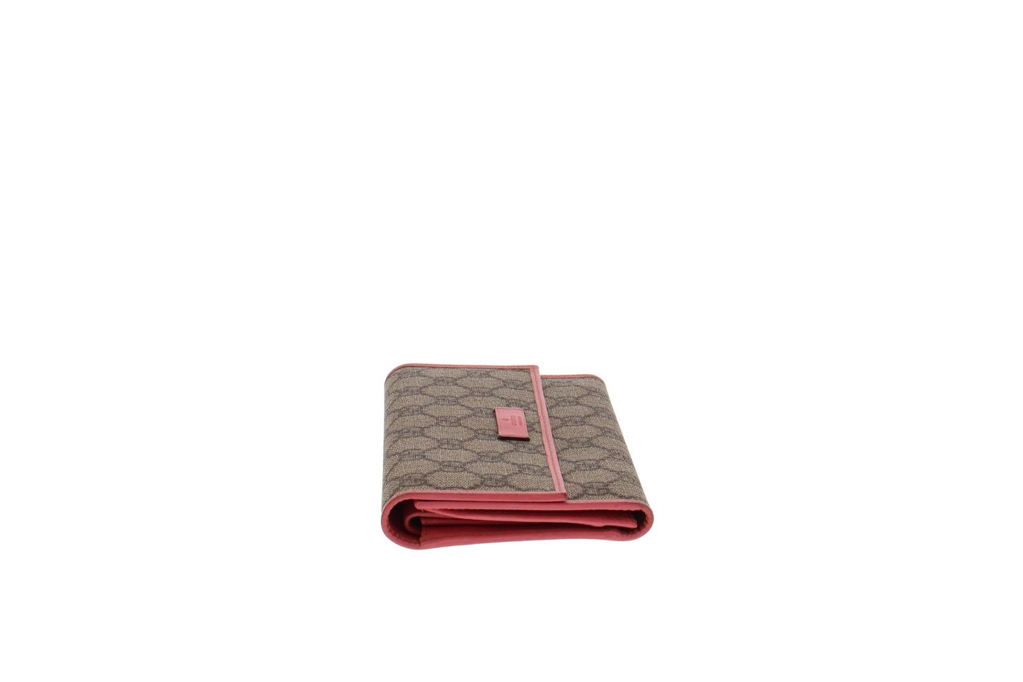 Gucci GG Supreme and Pink Leather Long Flap Wallet