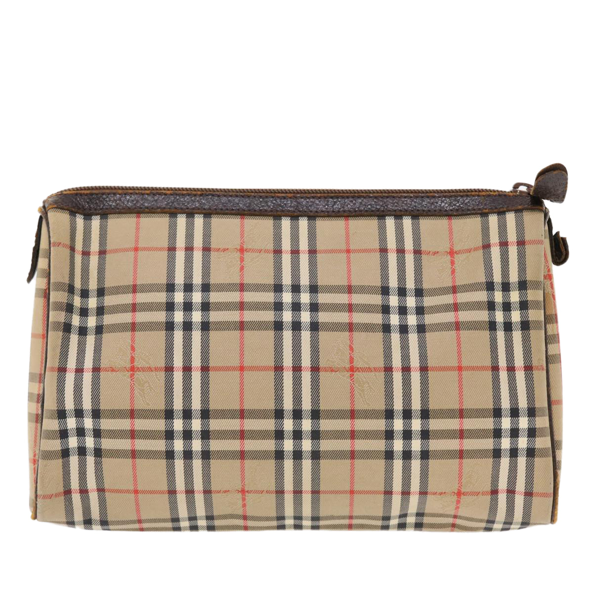BurberrySs Nova Check Clutch Bag Canvas Leather Beige Brown Auth 49771