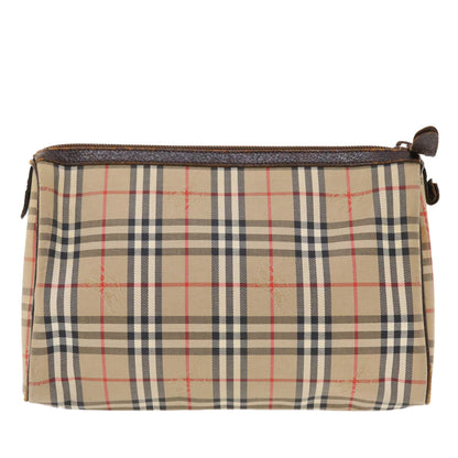 BurberrySs Nova Check Clutch Bag Canvas Leather Beige Brown Auth 49771