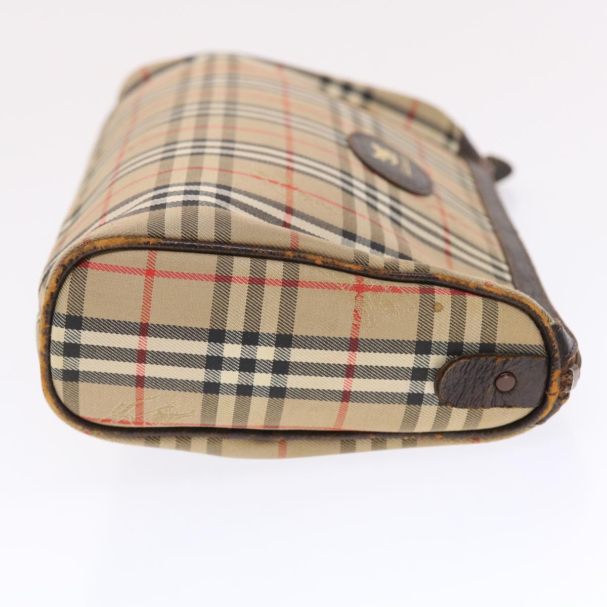 BurberrySs Nova Check Clutch Bag Canvas Leather Beige Brown Auth 49771