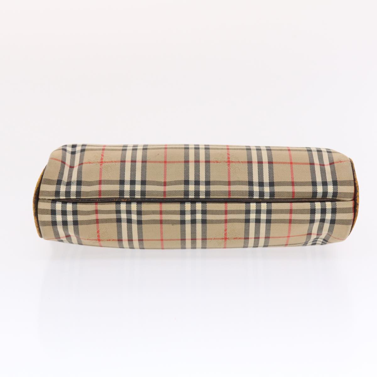 BurberrySs Nova Check Clutch Bag Canvas Leather Beige Brown Auth 49771