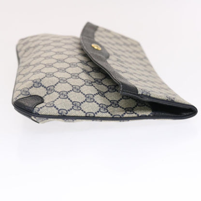 GUCCI GG Canvas Clutch Bag PVC Leather Gray Navy 89 02 075  49798