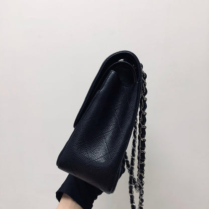 Classic Double Flap Jumbo Bag in Black Caviar with SHW