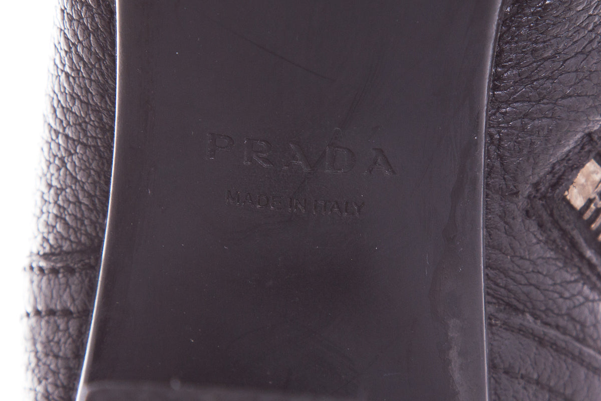 Prada Black Leather Boots SZ 40