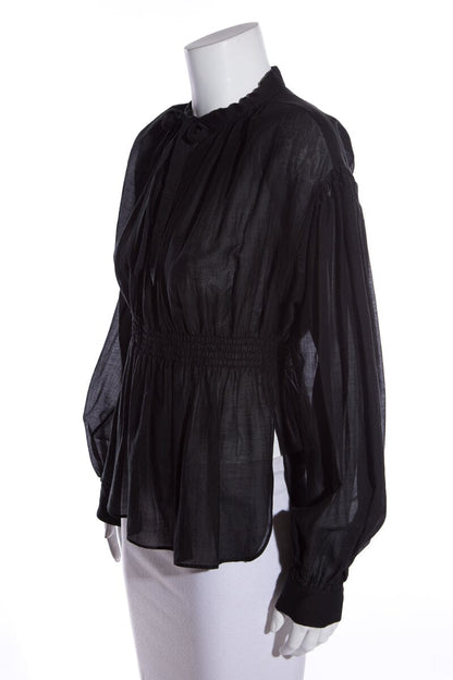 Chanel Black L/S Peasant Blouse SZ 36
