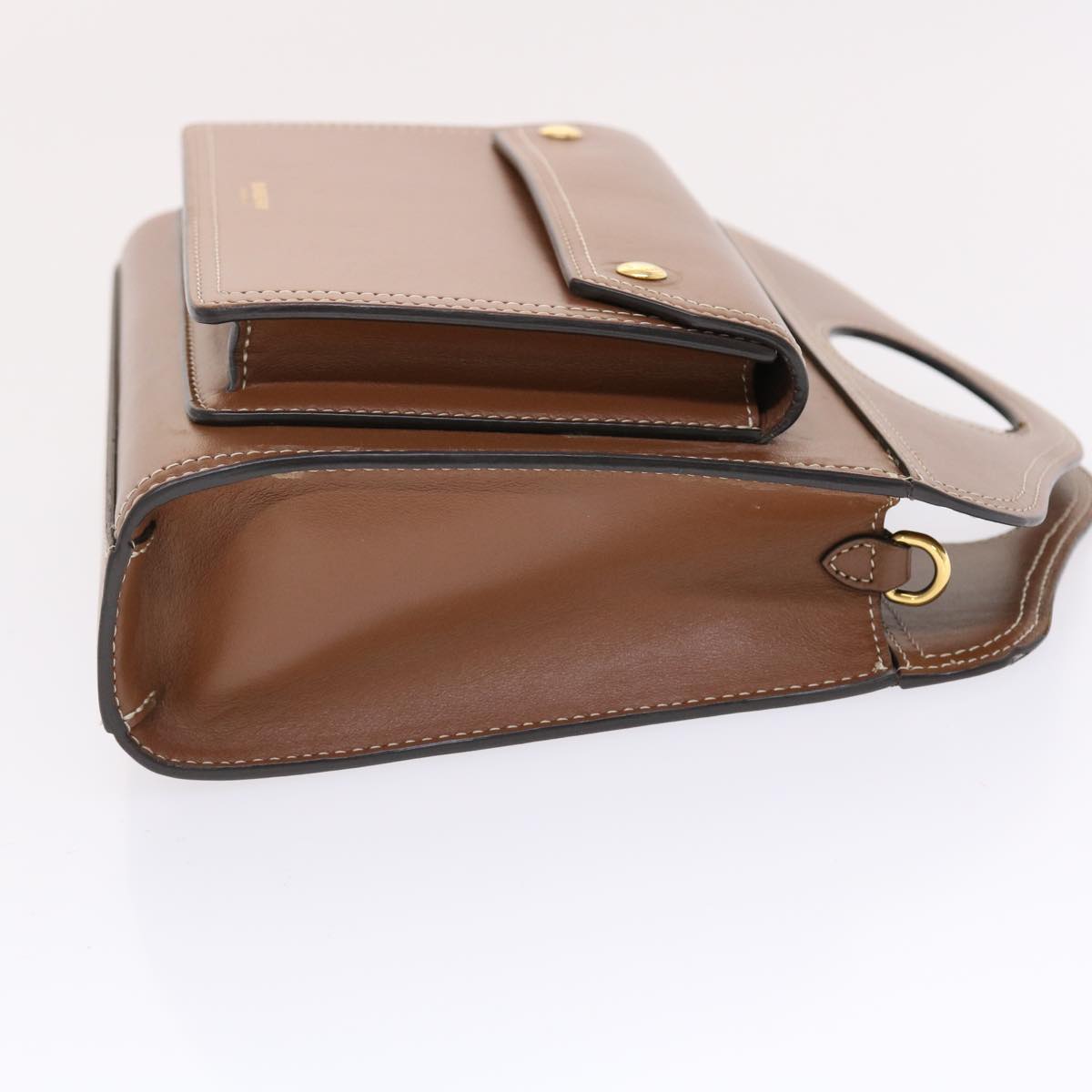Burberry Hand Bag Topstitch leather 2way Brown Auth 49937
