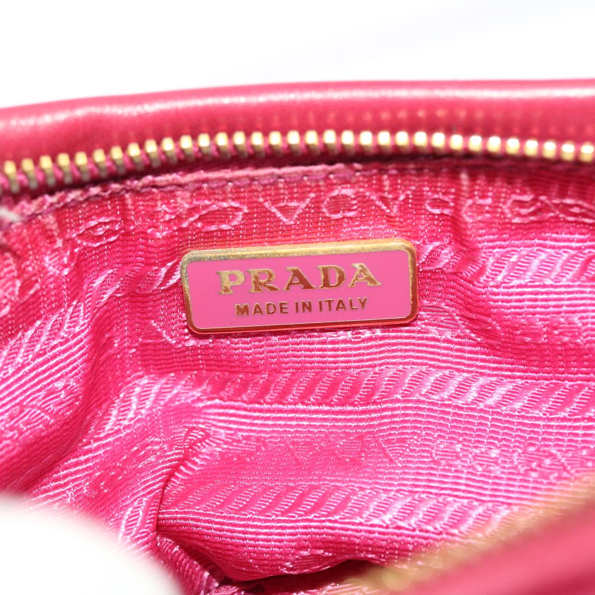 Prada Ribbon Accessory Pouch Leather Pink  49999