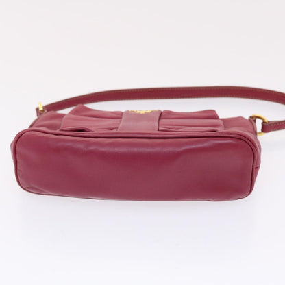 Prada Ribbon Accessory Pouch Leather Pink  49999