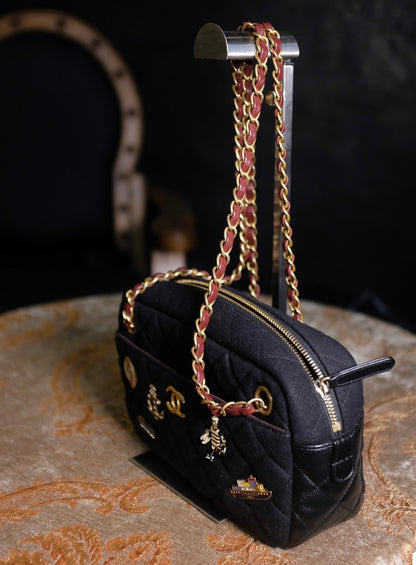 Chanel Métiers d'Art Paris-Hamburg 2018 Wool Nautical Charms Camera Bag Dark Navy