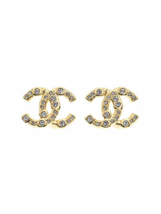 CC Logo Stud Earrings Gold Chanel