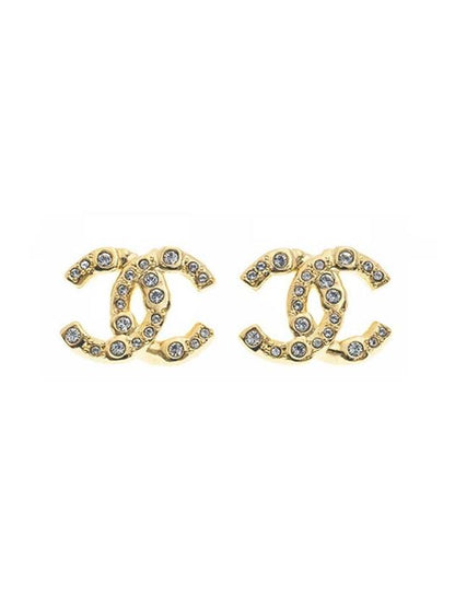 CC Logo Stud Earrings Gold Chanel