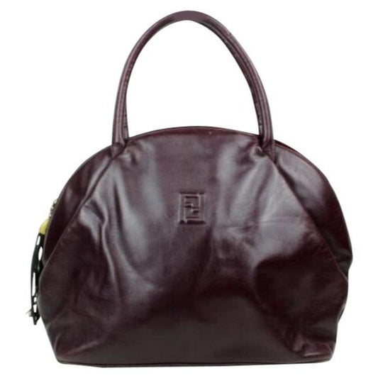 Fendi Burgundy Leather Pasta Line Bucket Satchel