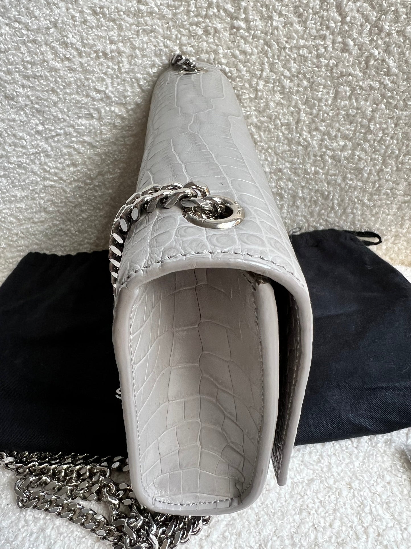 Yves Saint Laurent (YSL) Light Grey Croc Small Kate