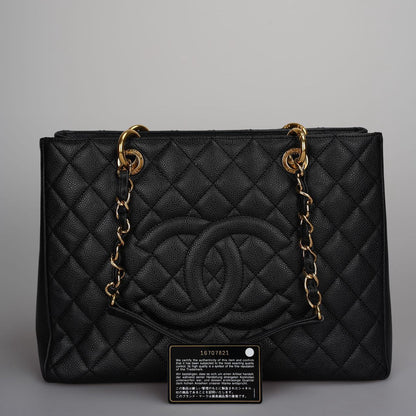Chanel Grand Shopping Tote Black GST Bag in Caviar Leather with Gold Hardware from 2012